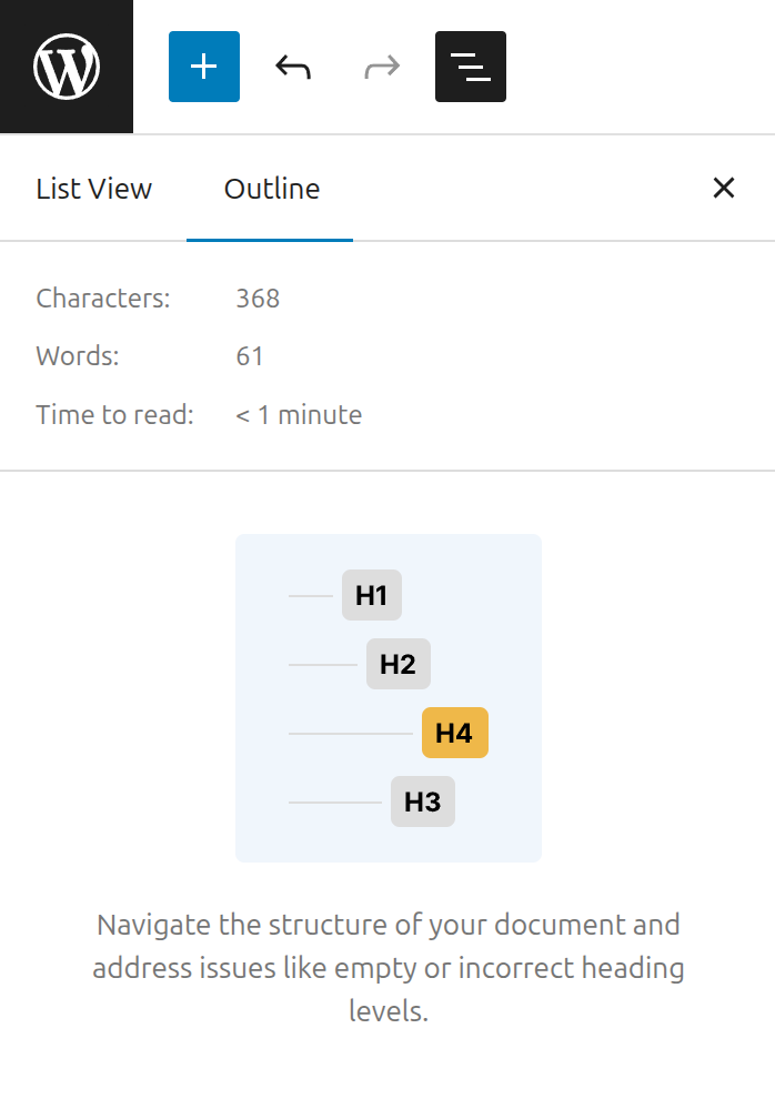 A preview of the document overview showing outline tab content.